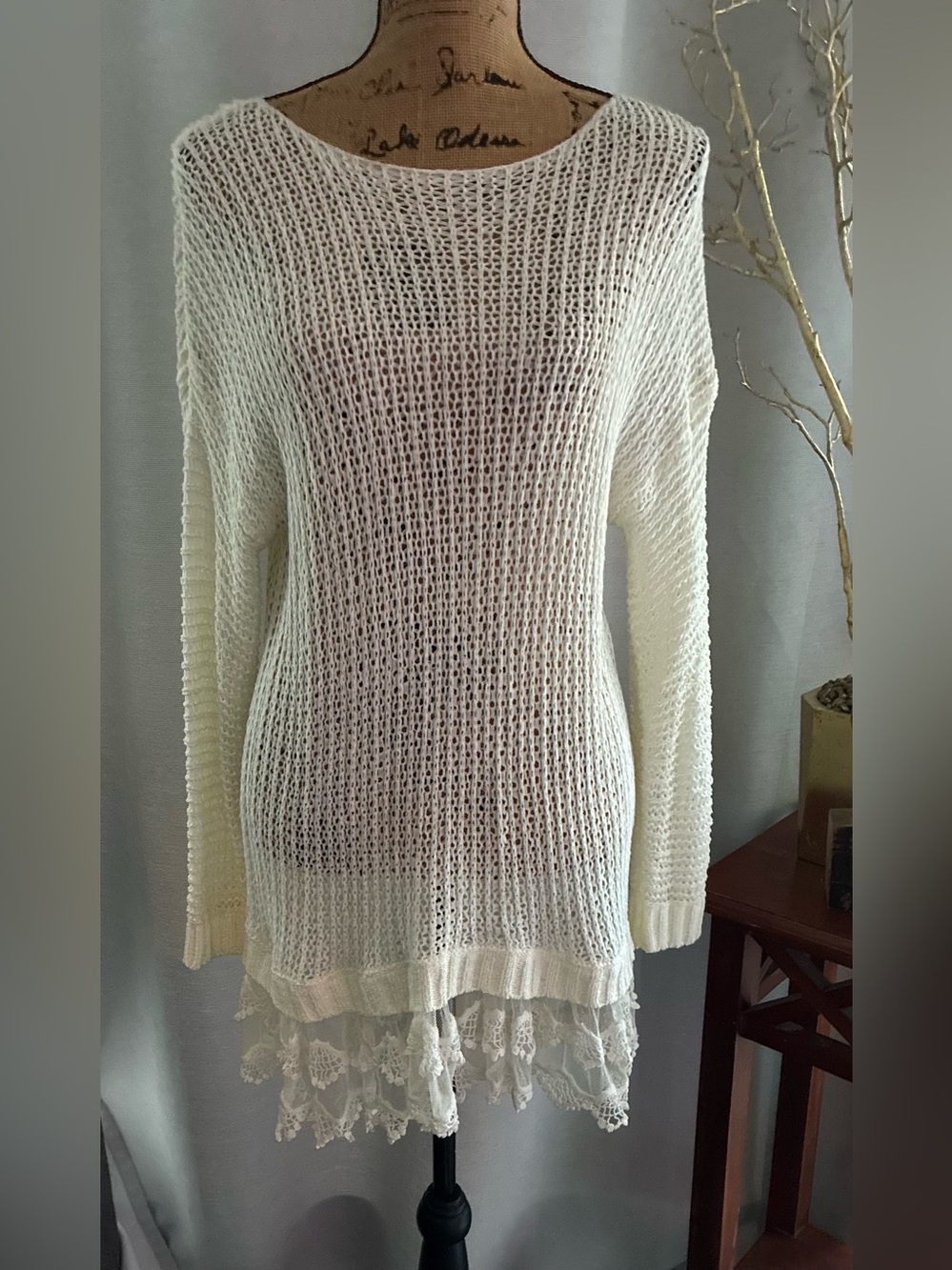 Cream Open-Knit Women's